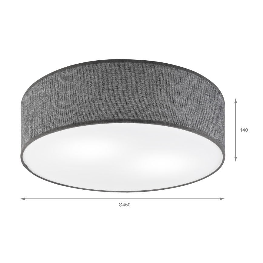Stropna svetilka SIRJA 2xE27/15W/230V, premer 45 cm, siva