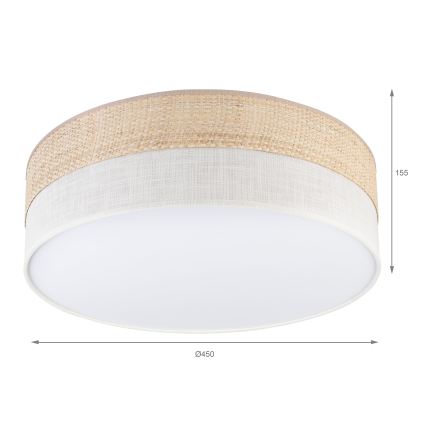 Stropna svetilka SIRJA BOHO 2xE27/15W/230V premer 45 cm bež/krem