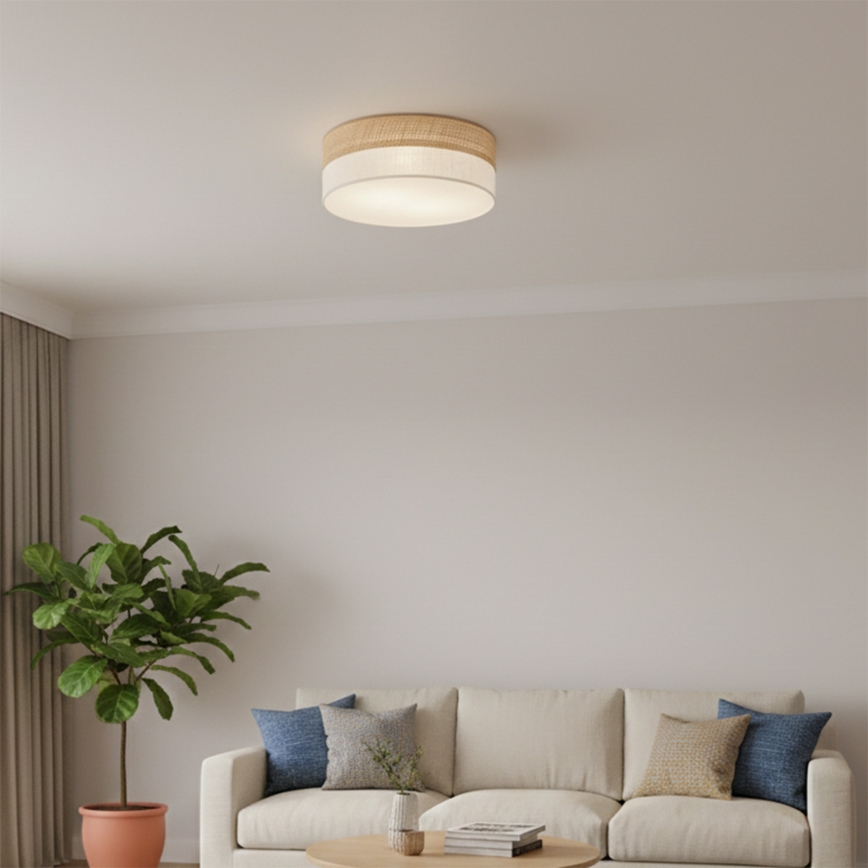 Stropna svetilka SIRJA DOUBLE BOHO 2xE14/15W/230V Ø 35 cm bežna/kremna