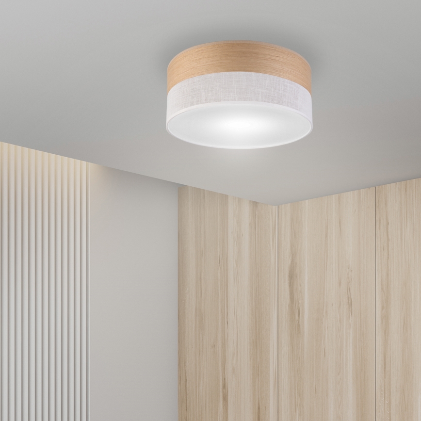 Stropna svetilka SIRJA WOOD 1xE27/15W/230V pr. 35 cm bela/hrast