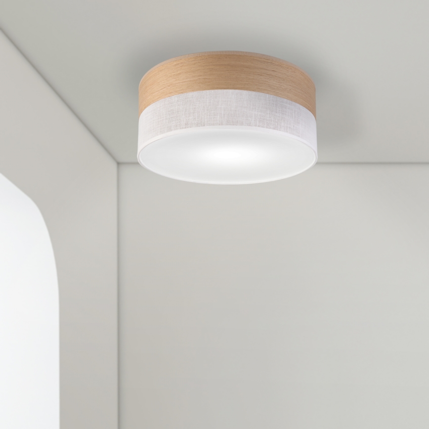 Stropna svetilka SIRJA WOOD 1xE27/15W/230V pr. 35 cm bela/hrast