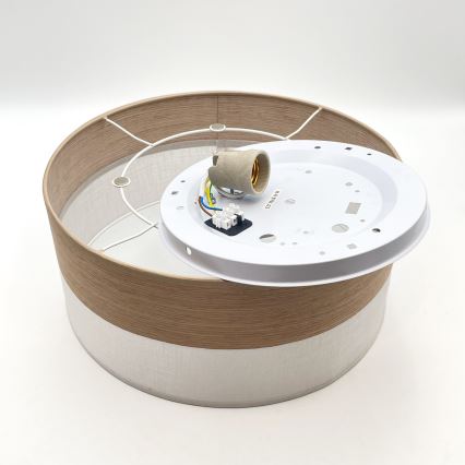 Stropna svetilka SIRJA WOOD 1xE27/15W/230V pr. 35 cm bela/hrast