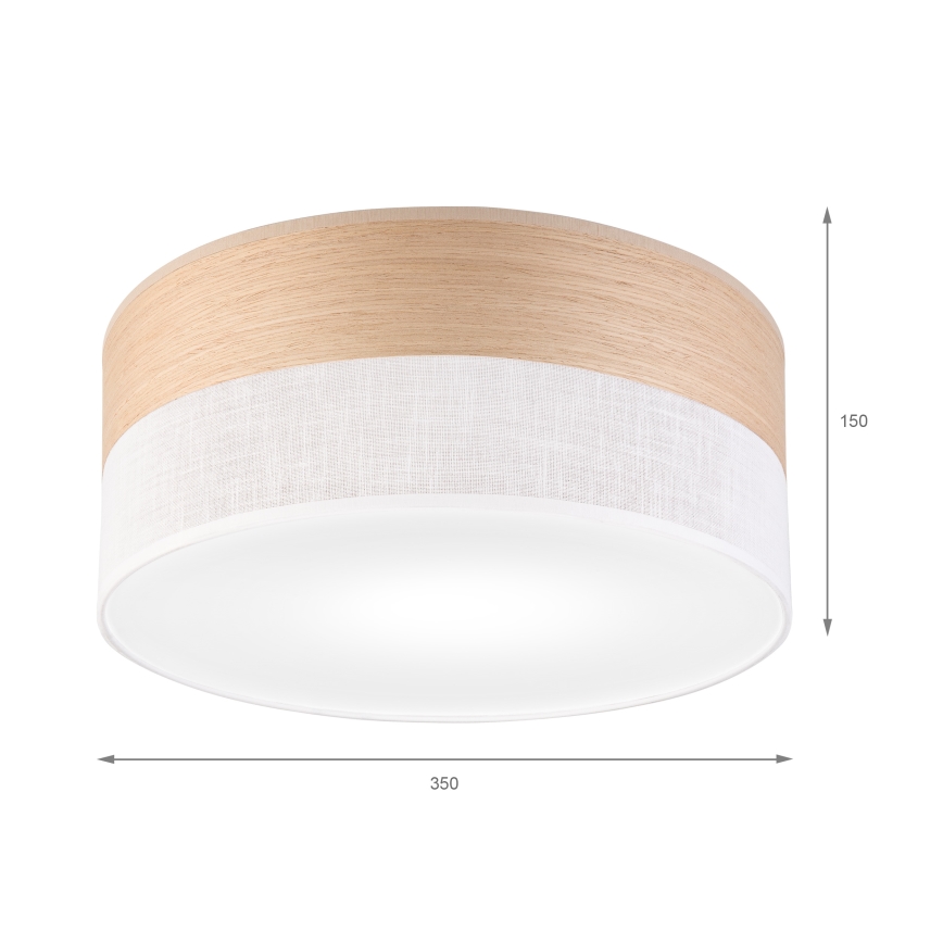 Stropna svetilka SIRJA WOOD 1xE27/15W/230V pr. 35 cm bela/hrast