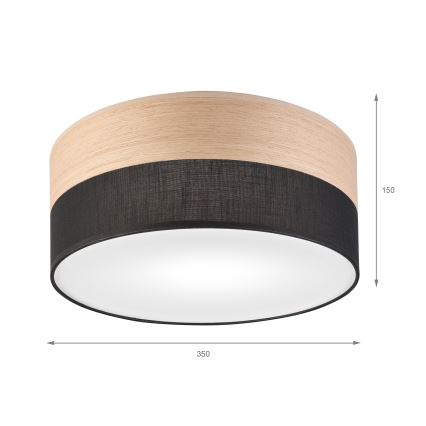 Stropna svetilka SIRJA WOOD 1xE27/15W/230V pr. 35 cm črna/hrast