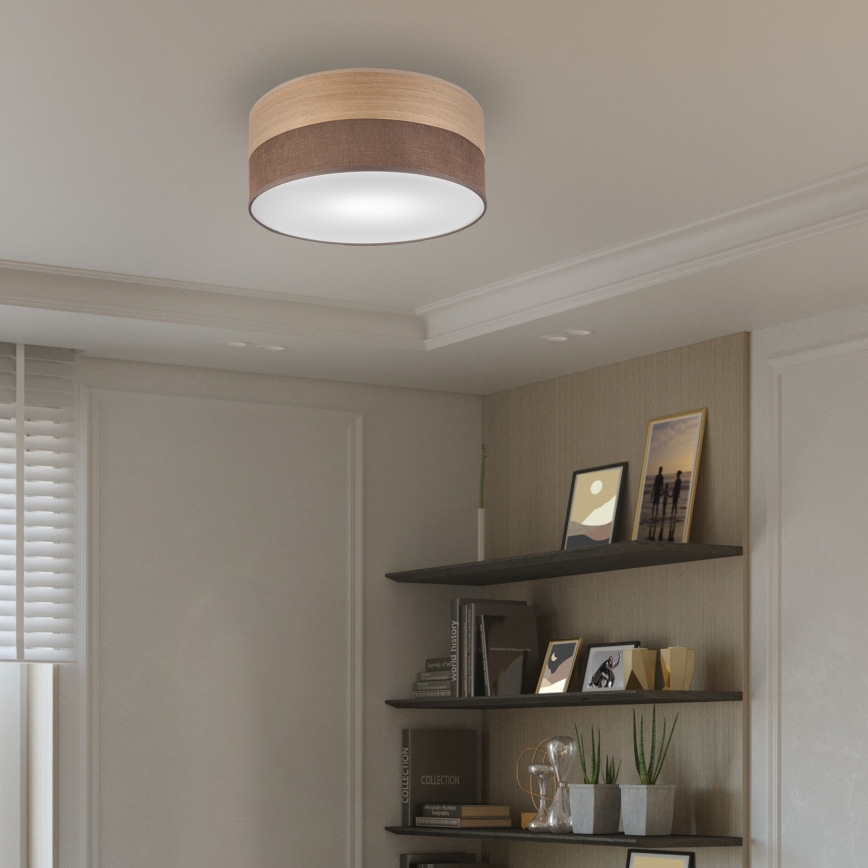 Stropna svetilka SIRJA WOOD 1xE27/15W/230V pr. 35 cm rjava/hrast