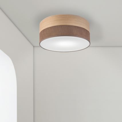 Stropna svetilka SIRJA WOOD 1xE27/15W/230V pr. 35 cm rjava/hrast
