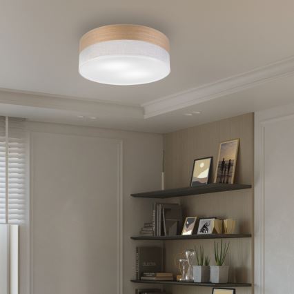 Stropna svetilka SIRJA WOOD 2xE27/15W/230V pr. 45 cm bela/hrast