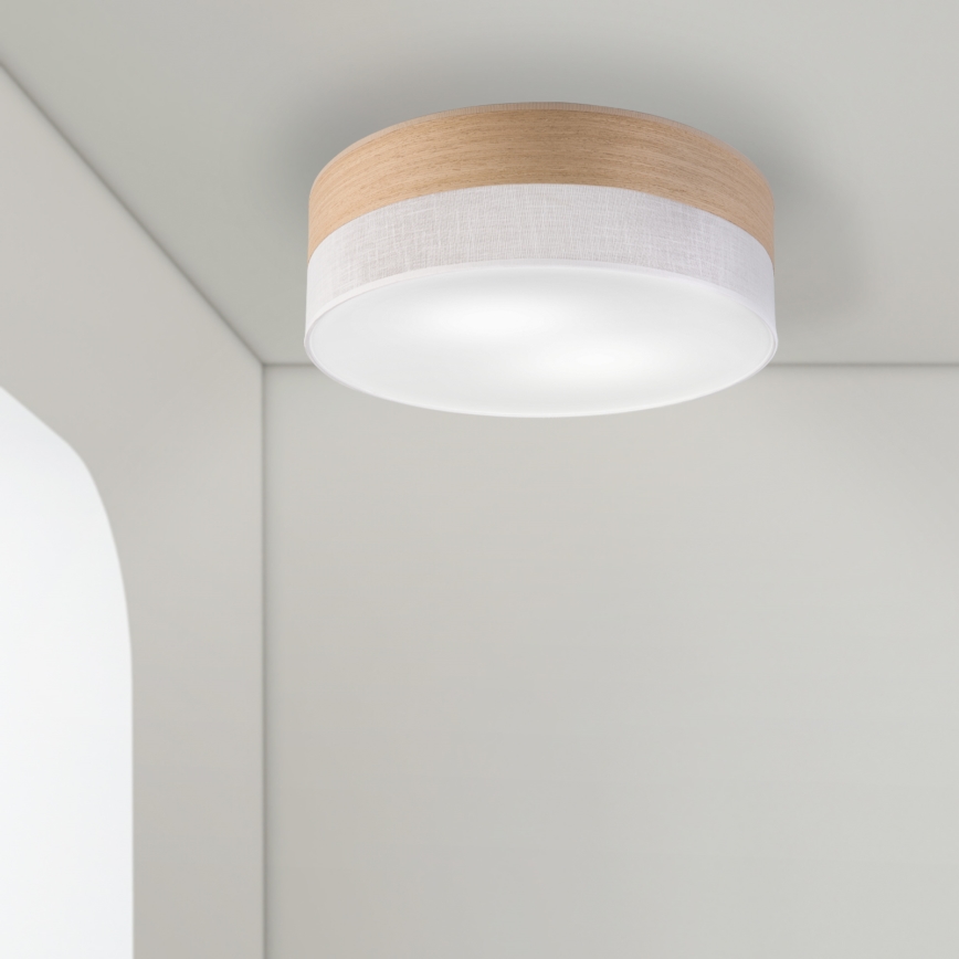 Stropna svetilka SIRJA WOOD 2xE27/15W/230V pr. 45 cm bela/hrast