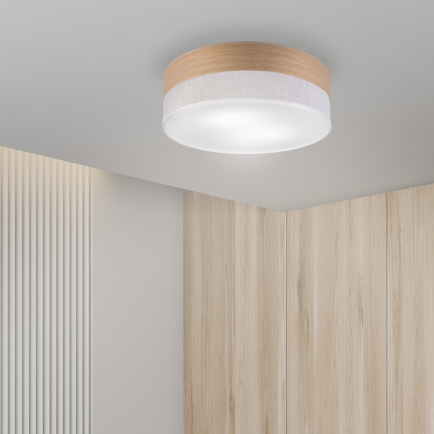 Stropna svetilka SIRJA WOOD 2xE27/15W/230V pr. 45 cm bela/hrast