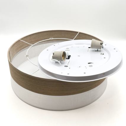 Stropna svetilka SIRJA WOOD 2xE27/15W/230V pr. 45 cm bela/hrast