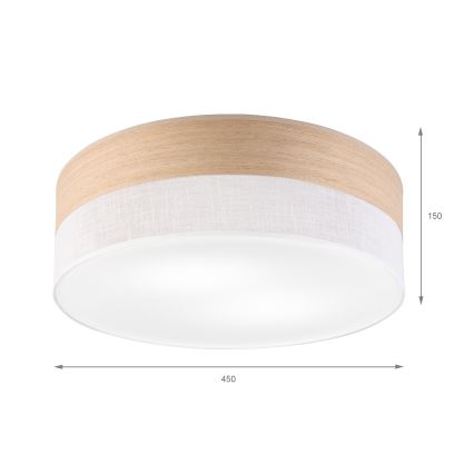 Stropna svetilka SIRJA WOOD 2xE27/15W/230V pr. 45 cm bela/hrast