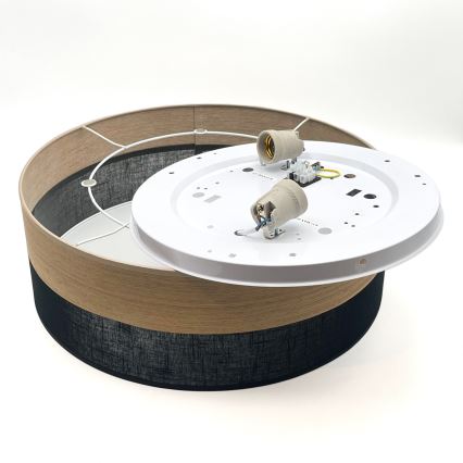 Stropna svetilka SIRJA WOOD 2xE27/15W/230V pr. 45 cm črna/hrast