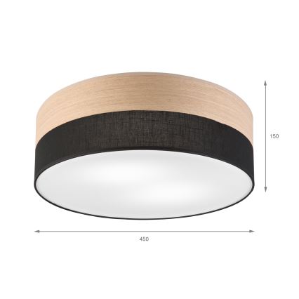 Stropna svetilka SIRJA WOOD 2xE27/15W/230V pr. 45 cm črna/hrast