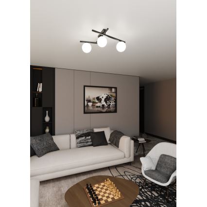 Stropna svetilka SMART 3xE14/10W/230V črna/bela