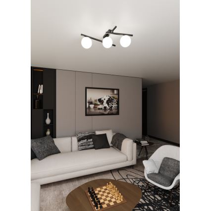 Stropna svetilka SMART 3xE14/10W/230V črna/bela