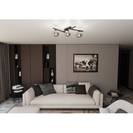 Stropna svetilka SMART 3xE14/10W/230V črna/siva