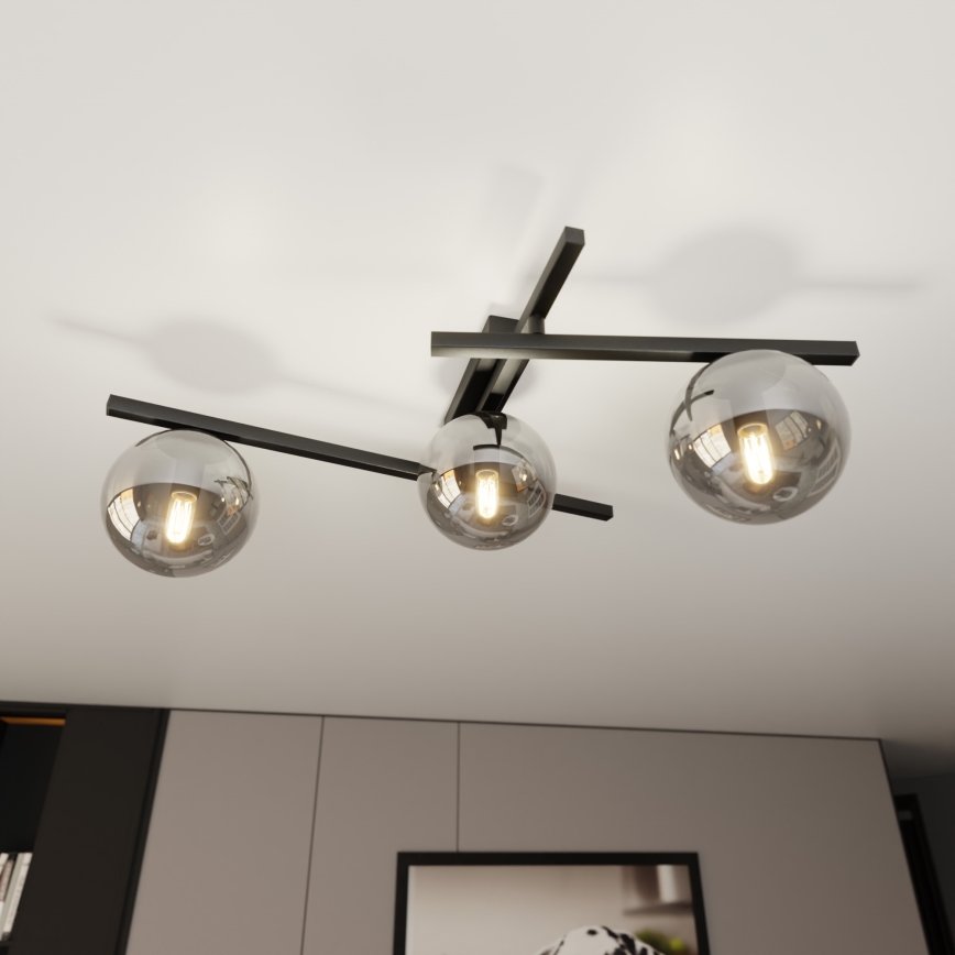 Stropna svetilka SMART 3xE14/10W/230V črna/siva
