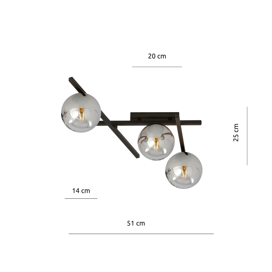 Stropna svetilka SMART 3xE14/10W/230V črna/siva