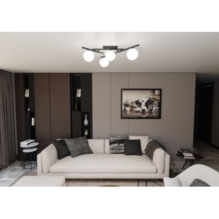 Stropna svetilka SMART 4xE14/10W/230V črna/bela