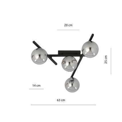 Stropna svetilka SMART 4xE14/10W/230V črna/siva