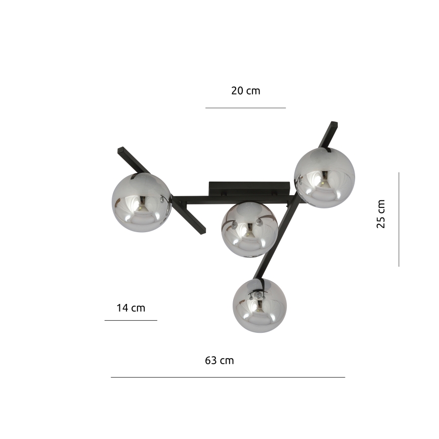 Stropna svetilka SMART 4xE14/10W/230V črna/siva