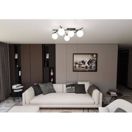 Stropna svetilka SMART 5xE14/10W/230V črna/bela