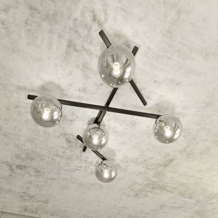 Stropna svetilka SMART 5xE14/10W/230V črna/siva