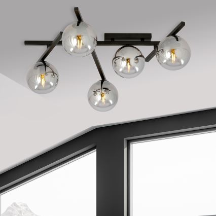 Stropna svetilka SMART 5xE14/10W/230V črna/siva