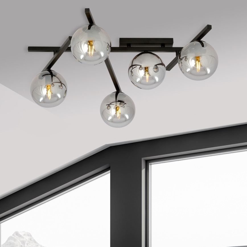 Stropna svetilka SMART 5xE14/10W/230V črna/siva