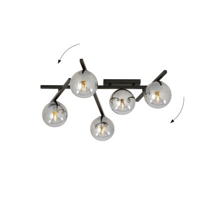 Stropna svetilka SMART 5xE14/10W/230V črna/siva