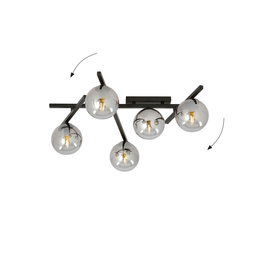 Stropna svetilka SMART 5xE14/10W/230V črna/siva