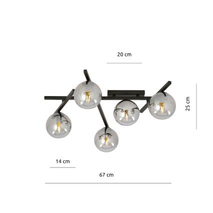 Stropna svetilka SMART 5xE14/10W/230V črna/siva
