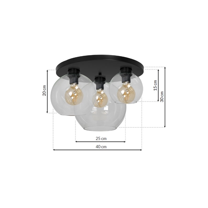 Stropna svetilka SOFIA 3xE27/60W/230V prozorna