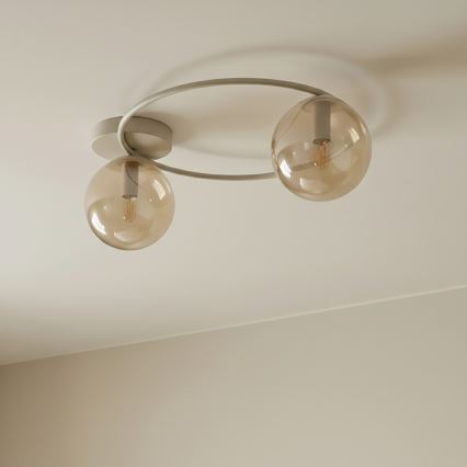 Stropna svetilka SOPRA 2xE14/10W/230V bež/dimno bež