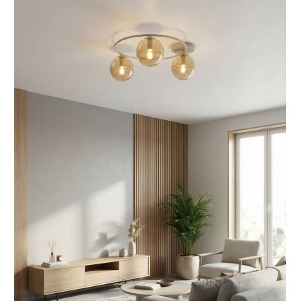 Stropna svetilka SOPRA 3xE14/10W/230V bež/dimno bež