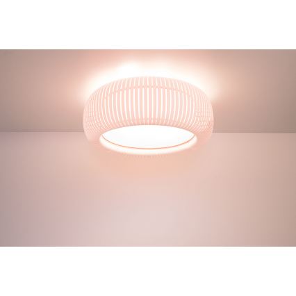 Stropna svetilka STRIPES 2xE27/40W/230V Ø 55 cm bela/rožnata