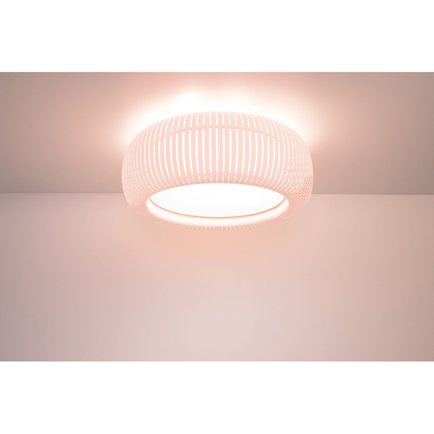 Stropna svetilka STRIPES 2xE27/40W/230V Ø 55 cm bela/rožnata