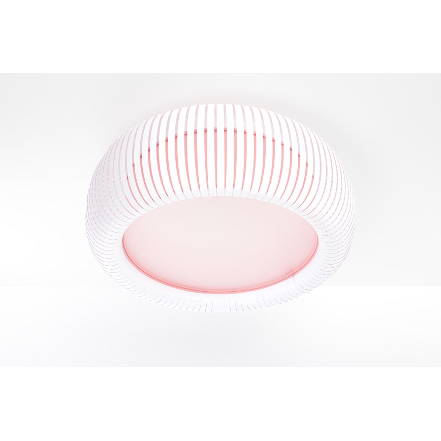 Stropna svetilka STRIPES 2xE27/40W/230V Ø 55 cm bela/rožnata