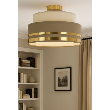 Stropna svetilka TAMI 1xE27/60W/230V pr. 40 cm bež/rjava/zlata