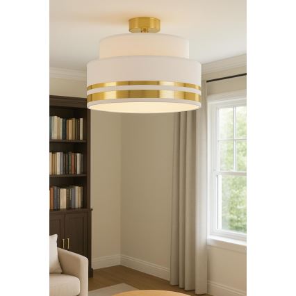 Stropna svetilka TAMI 1xE27/60W/230V pr. 40 cm bež/zlata
