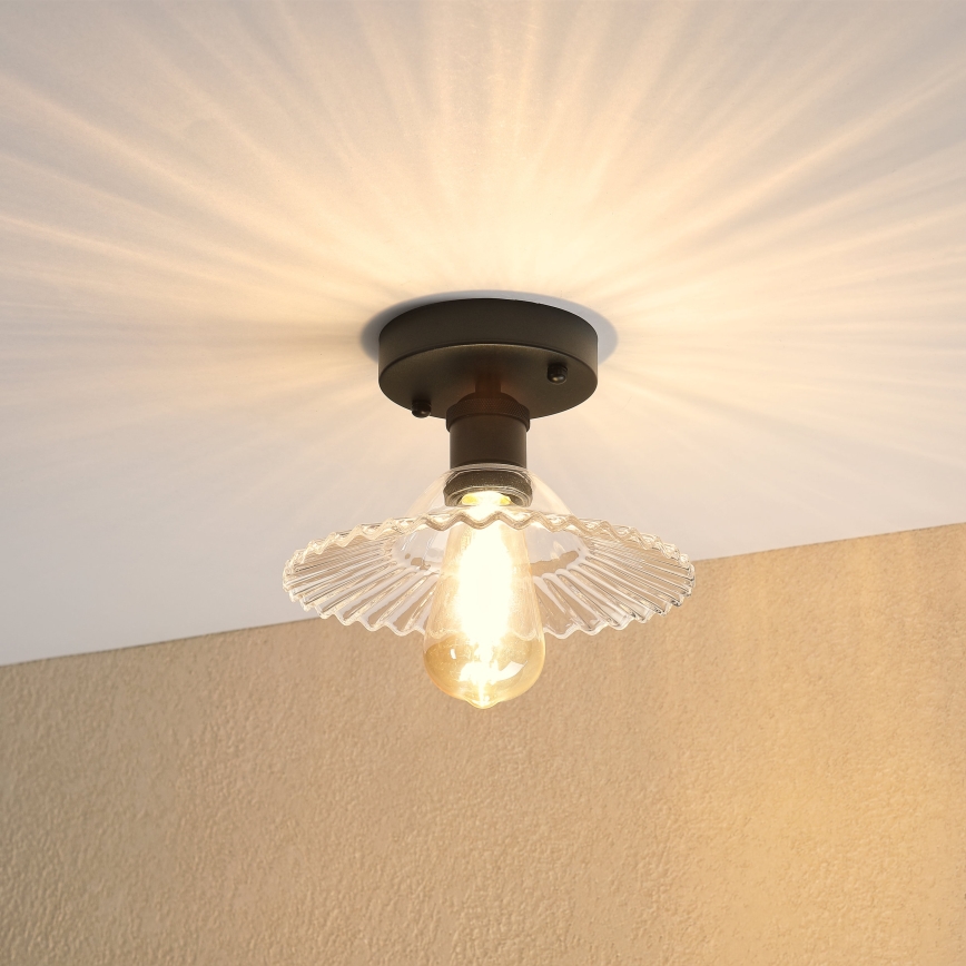 Stropna svetilka TRISH, pritrjena, 1xE27/15W/230V, črna/prozorna