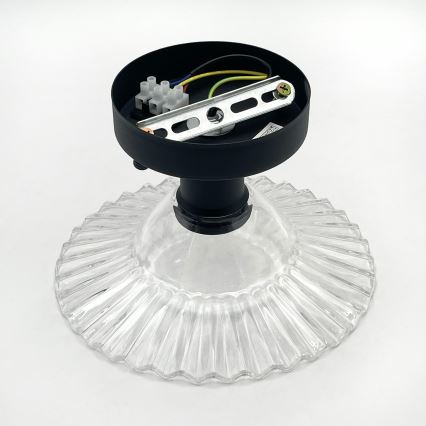 Stropna svetilka TRISH, pritrjena, 1xE27/15W/230V, črna/prozorna