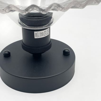 Stropna svetilka TRISH, pritrjena, 1xE27/15W/230V, črna/prozorna