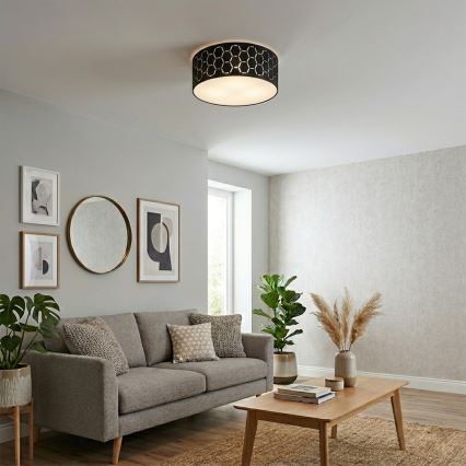 Stropna svetilka ULLE 1xE27/15W/230V premer 35 cm črna
