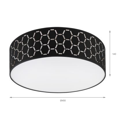 Stropna svetilka ULLE 2xE27/15W/230V, premer 45 cm, črna