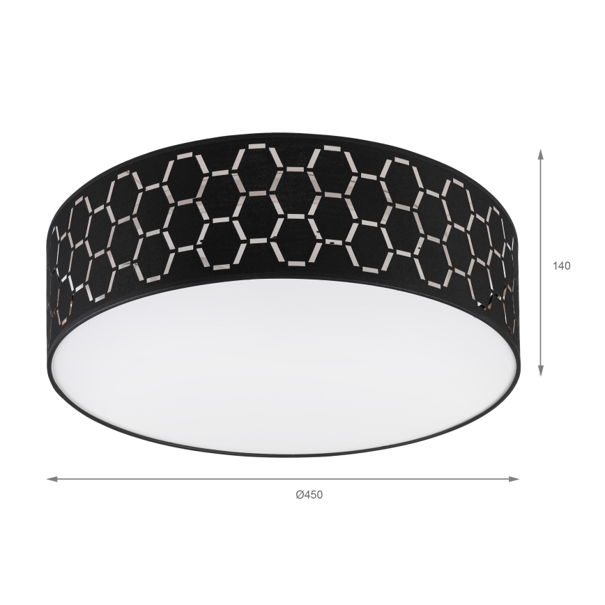 Stropna svetilka ULLE 2xE27/15W/230V, premer 45 cm, črna