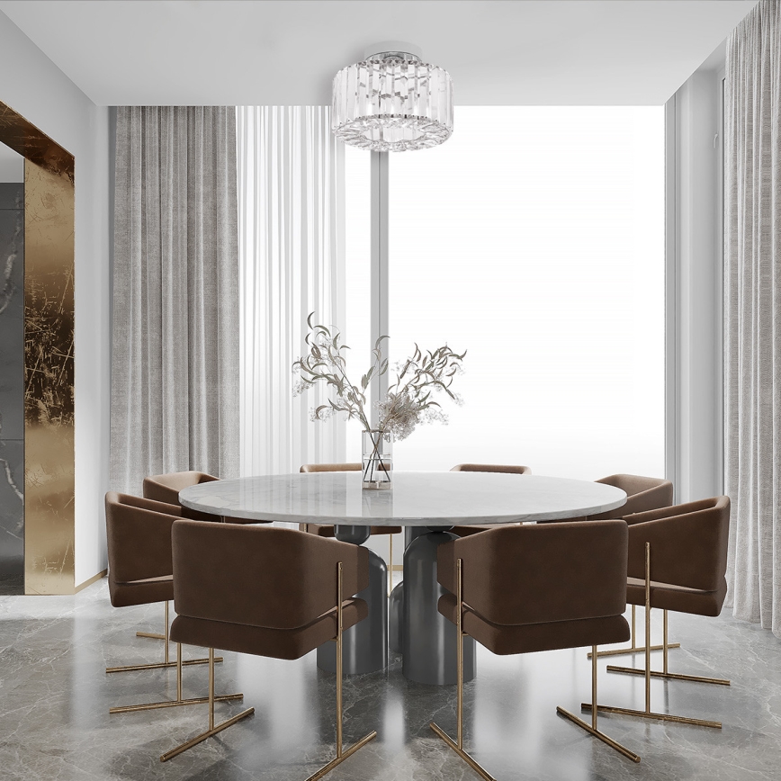 Stropna svetilka VETRO 1xE27/15W/230V, premer 24,5 cm, matiran krom