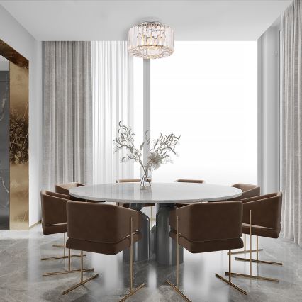 Stropna svetilka VETRO 1xE27/15W/230V, premer 24,5 cm, matiran krom