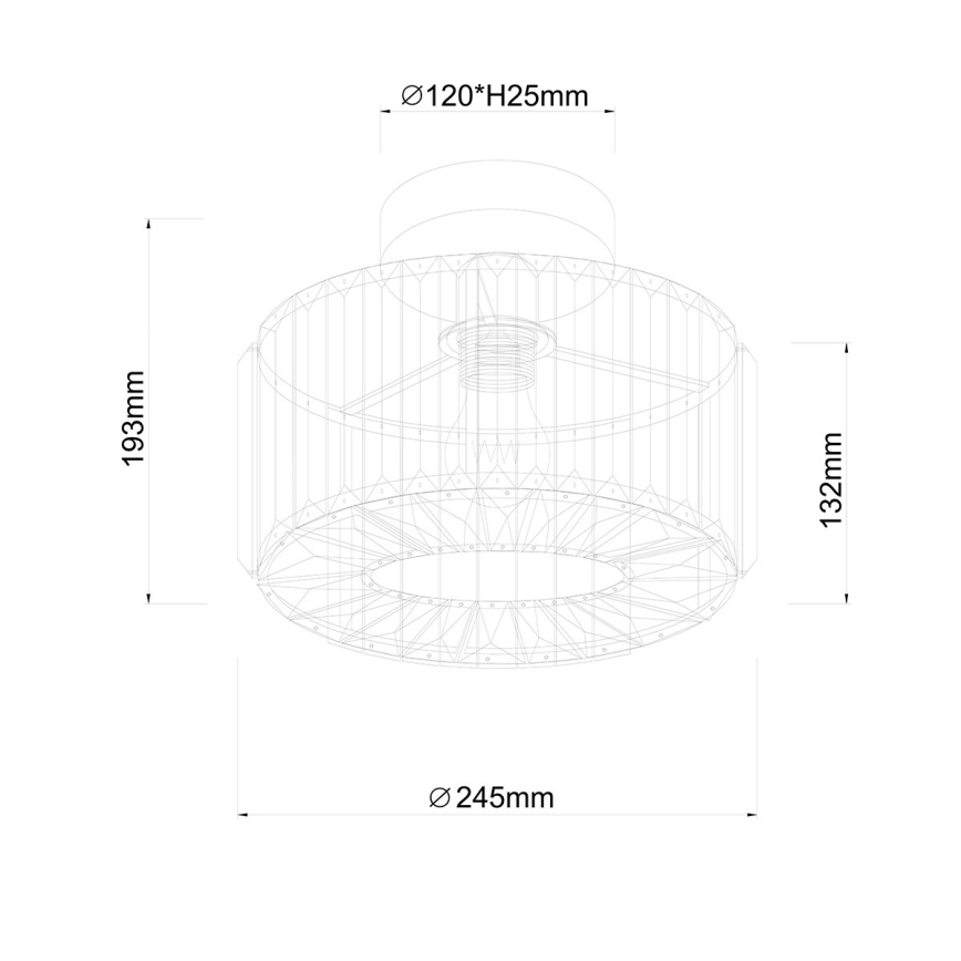 Stropna svetilka VETRO 1xE27/15W/230V, premer 24,5 cm, matiran krom