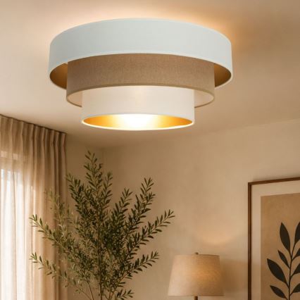 Stropna svetilka WENTA 1xE27/60W/230V, premer 50 cm, bela/rjava